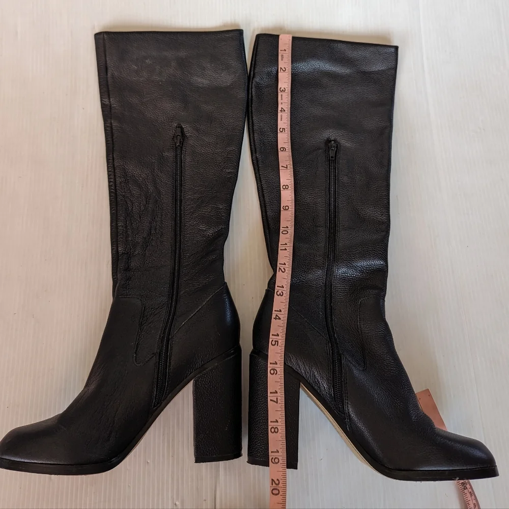 LANDS' END women's Tall black leather knee high heeled boots Size 9 - Picture 4 of 8